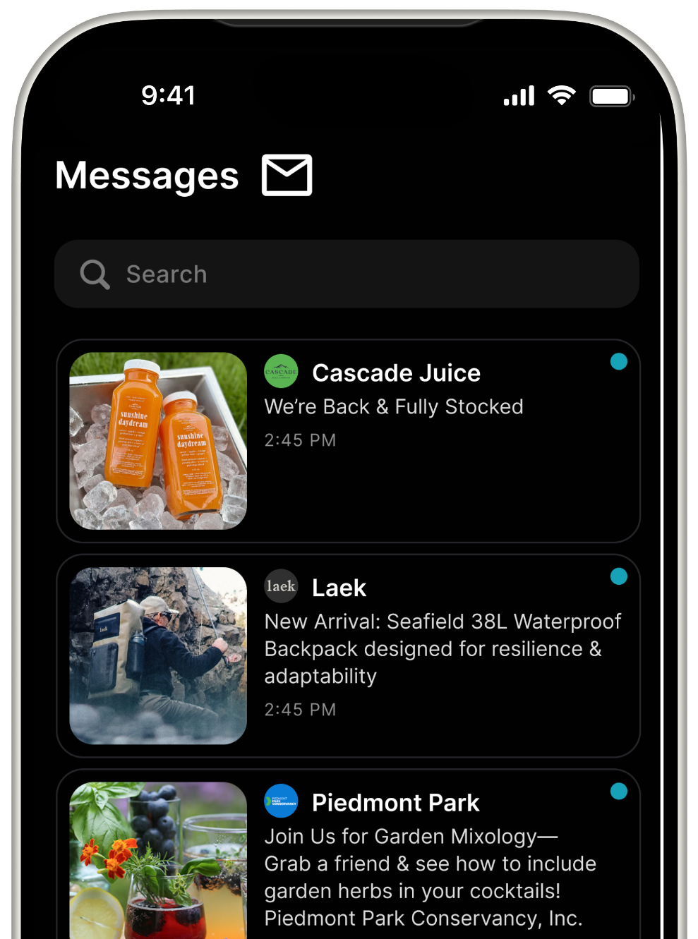 Private messages from brands you follow